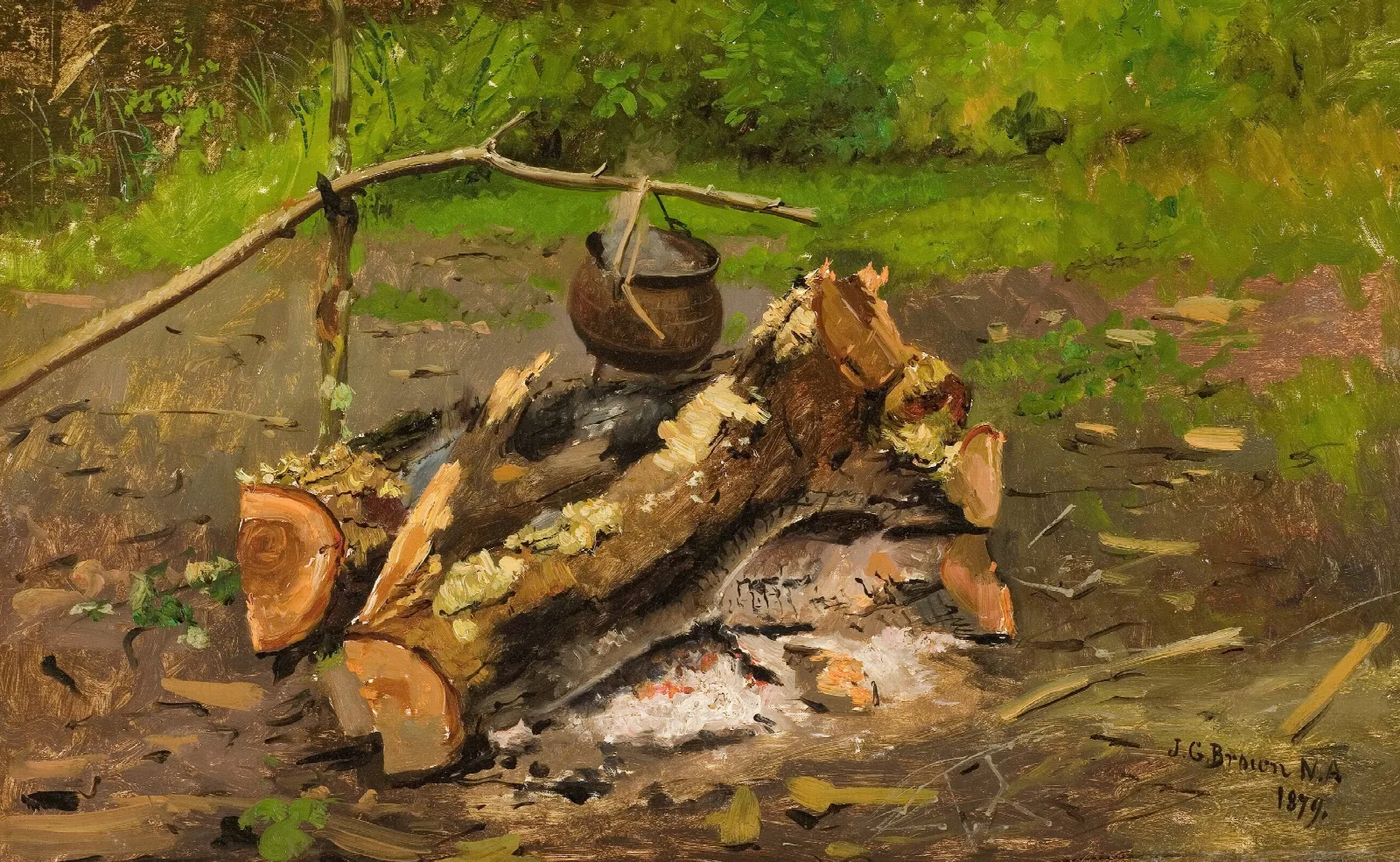 Camp In Vermont Wall Art by John George Brown - Canvas Print