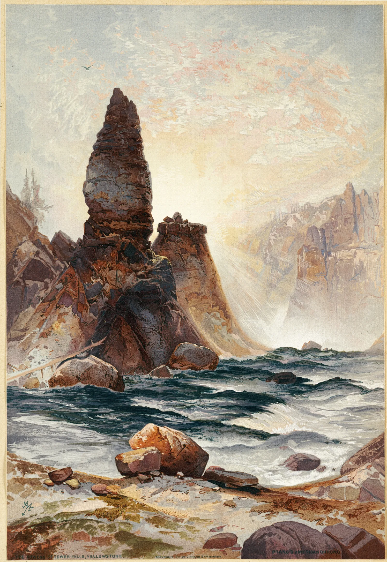 The Towers Of Tower Falls Yellowstone Wall Art by Thomas Moran - Canvas Print