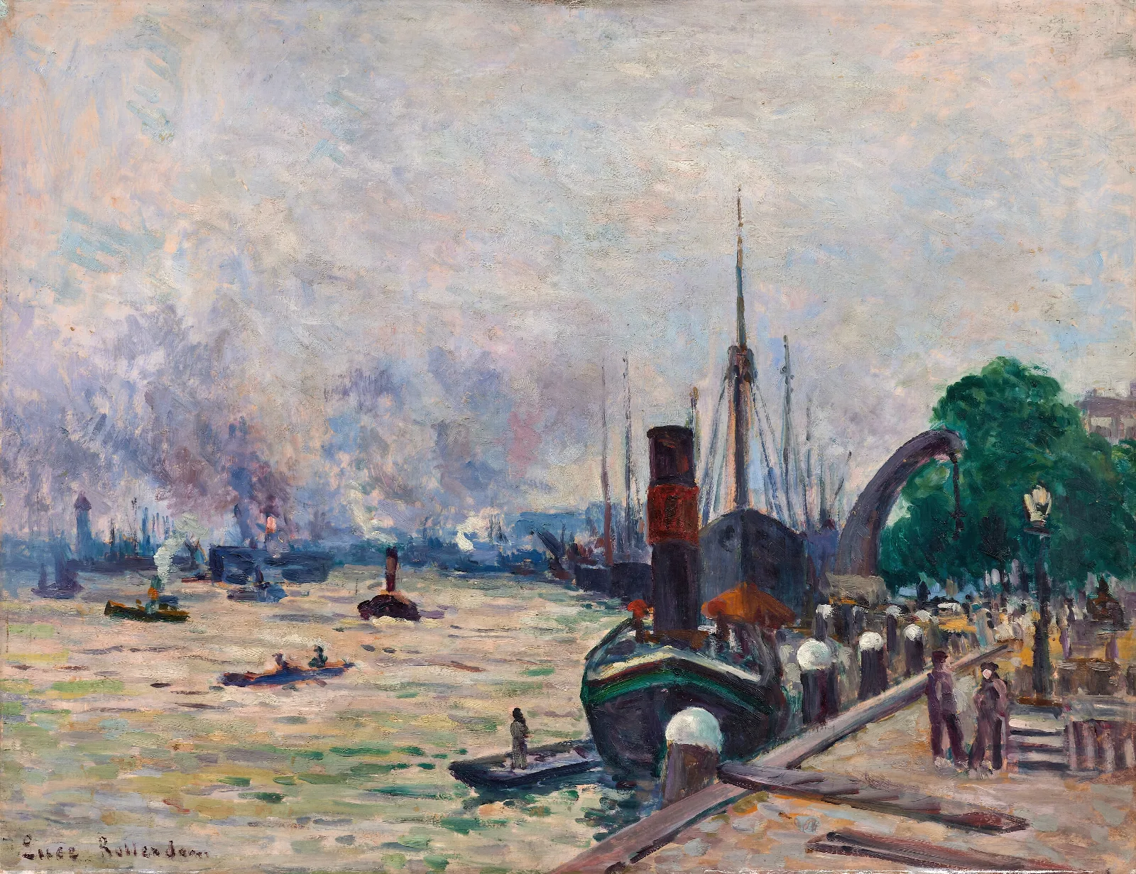 Le Port De Rotterdam 2 Wall Art by Maximilien Luce - Canvas Print
