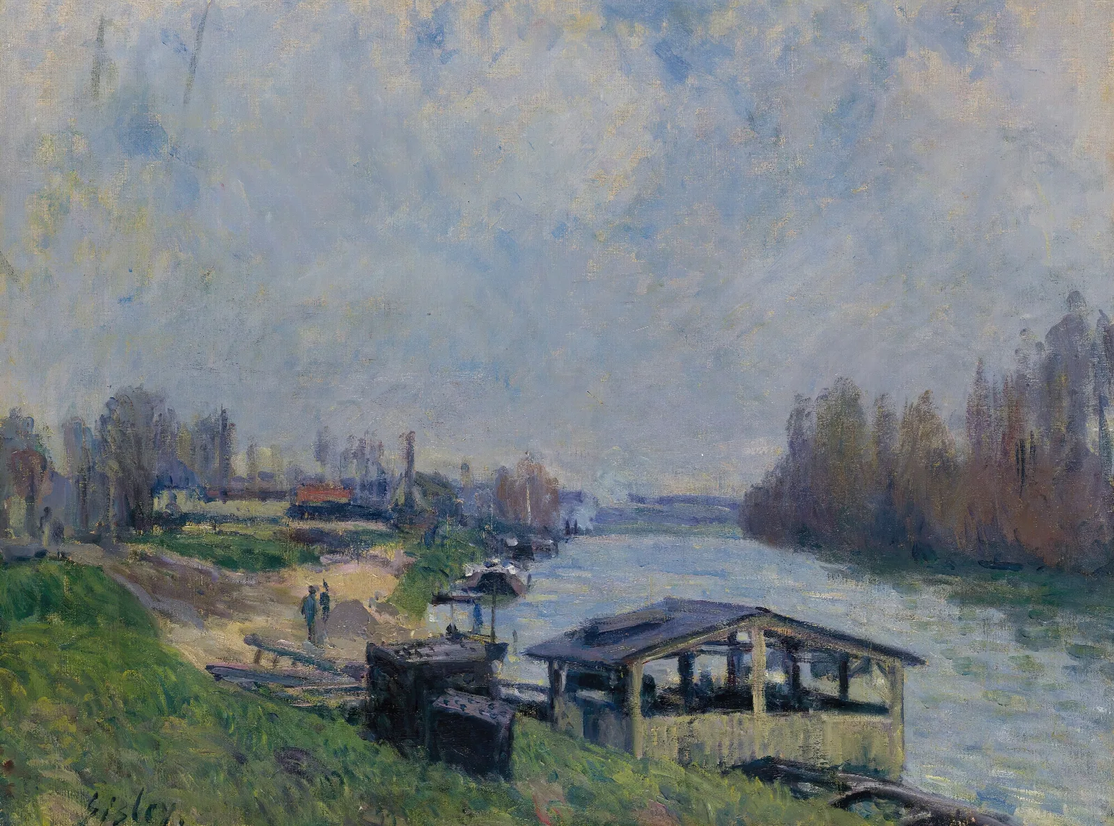 Le Lavoir De Billancourt Wall Art by Alfred Sisley - Canvas Print