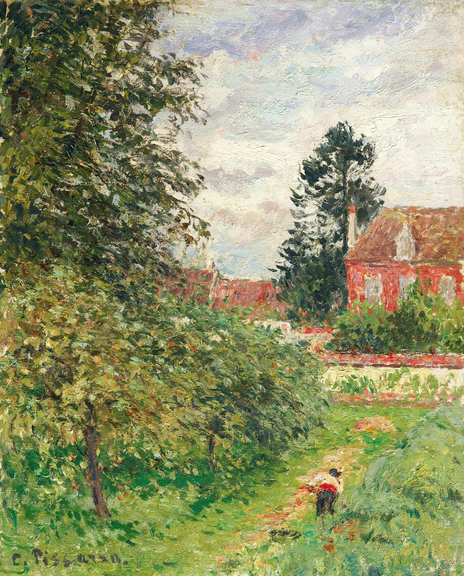 La Maison Des Anglais Eragny Wall Art by Camille Pissarro - Canvas Print