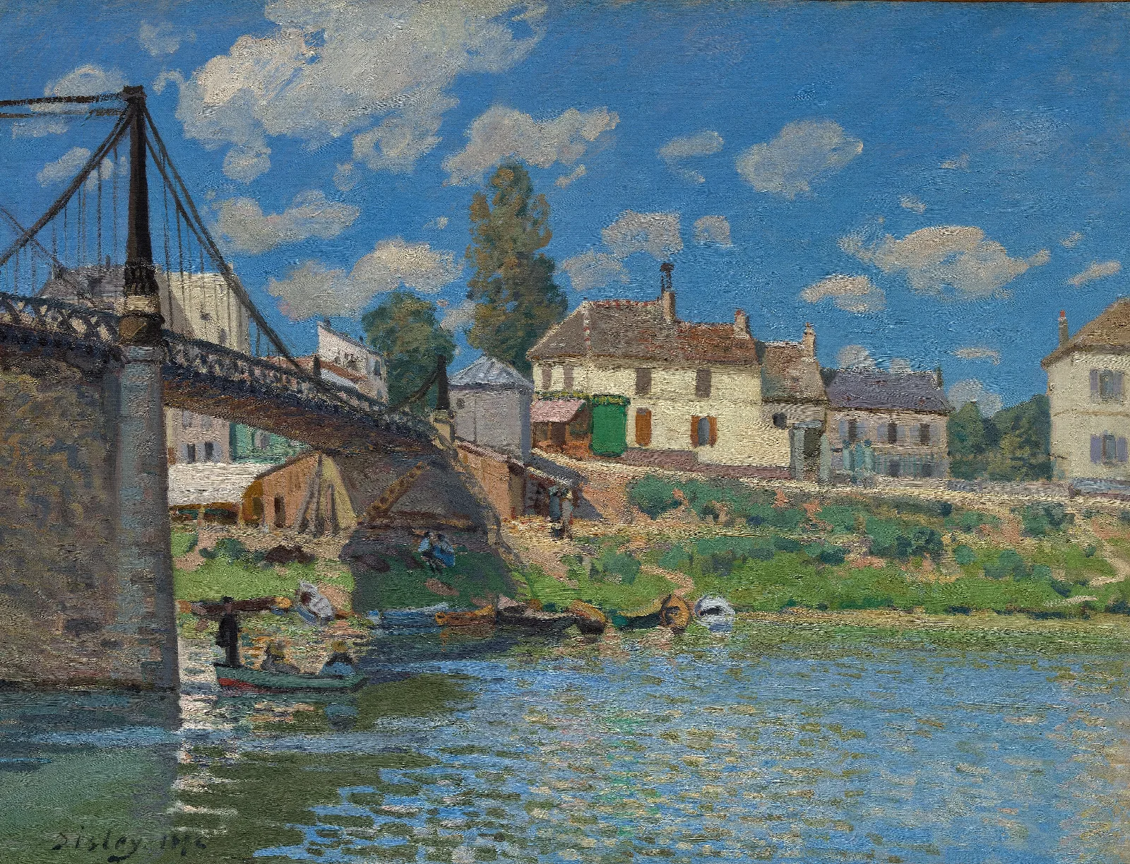 The Bridge At Villeneuve La Garenne Wall Art by Alfred Sisley - Canvas Print