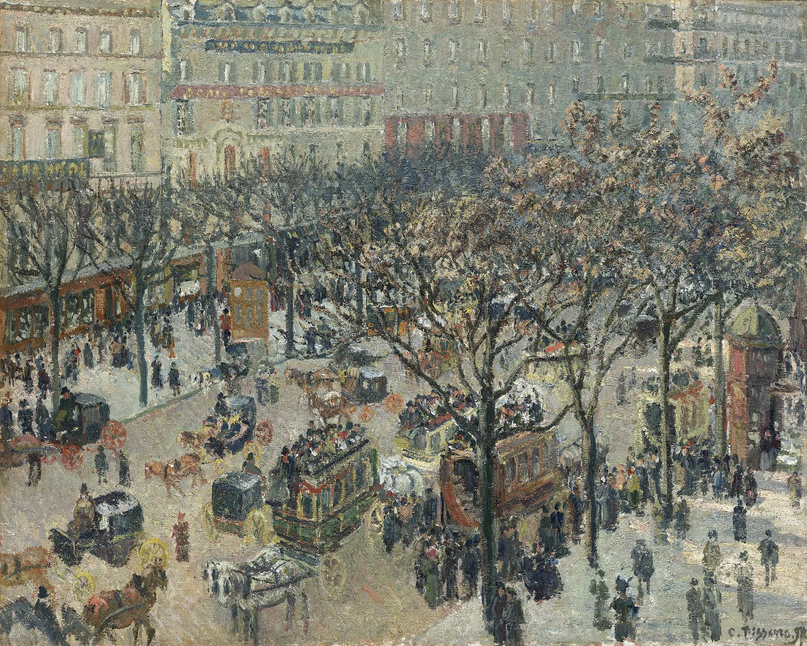 Boulevard Des Italiensmorning_sunlight Wall Art by Camille Pissarro - Canvas Print