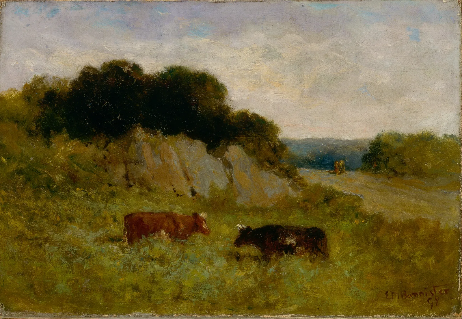 Landscape Landscape With Two Cows by Edward Mitchell Bannister (1898) Wall Art by Edward Mitchell Bannister - Canvas Print