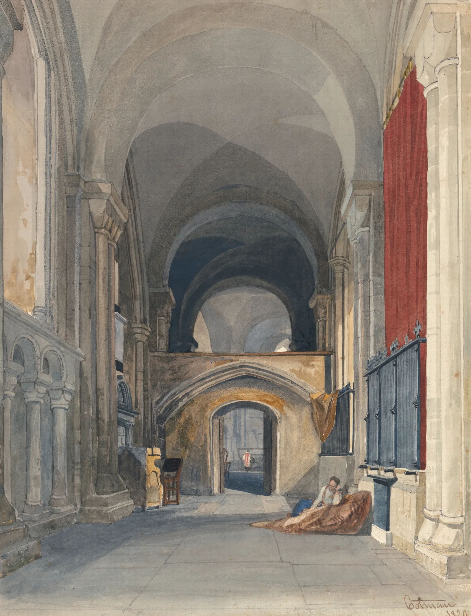 Norwich Cathedral Interior Of The North Aisle Of The Choir Looking East Wall Art by John Sell Cotman - Canvas Print