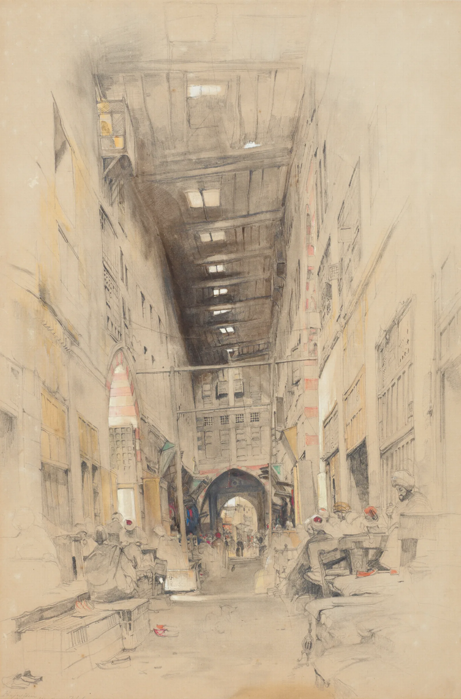 The Bezestein Bazaar El Khan Khalil Cairo 2 Wall Art by John Frederick Lewis - Canvas Print