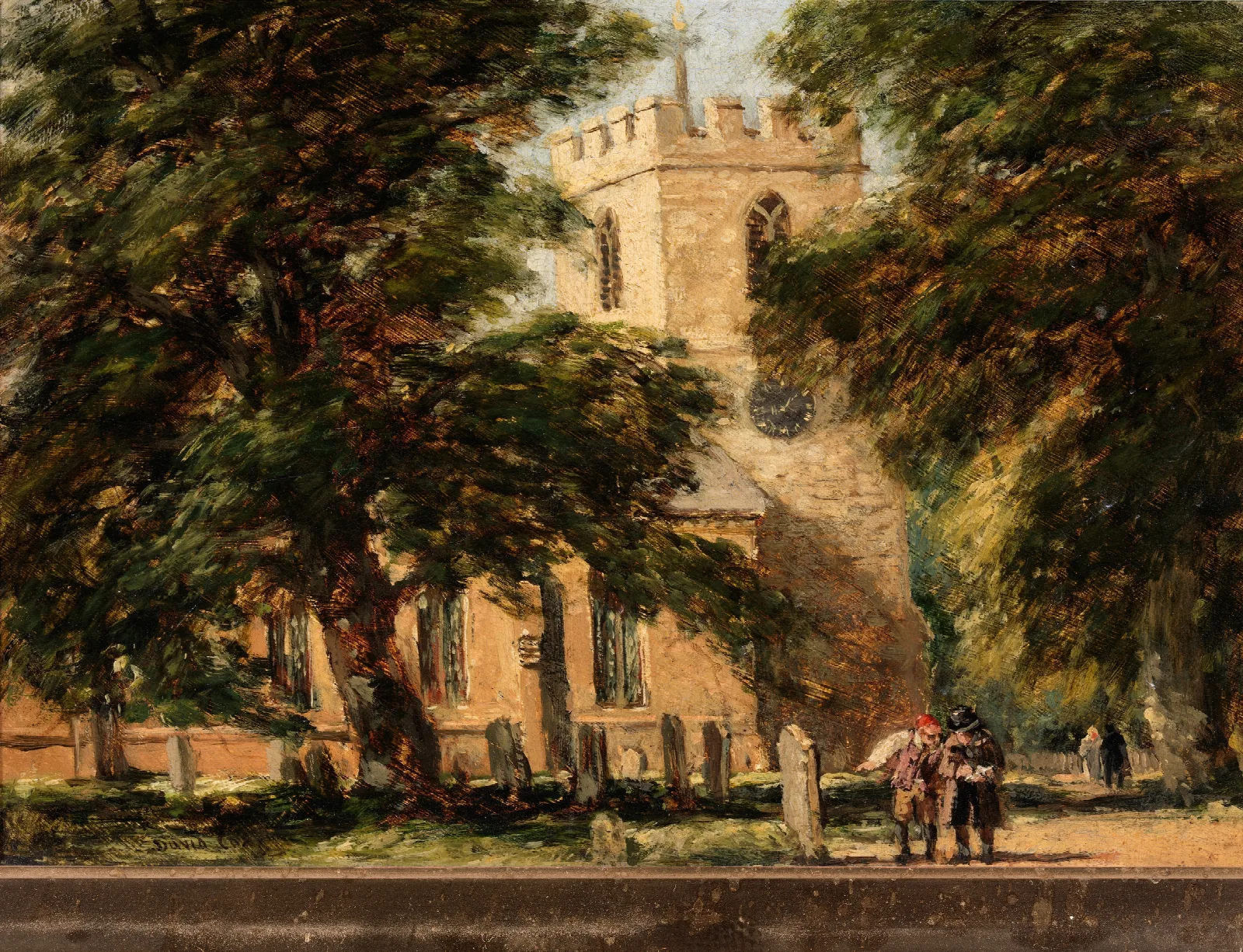 Harborne Church Near Birmingham Wall Art by David Cox - Canvas Print