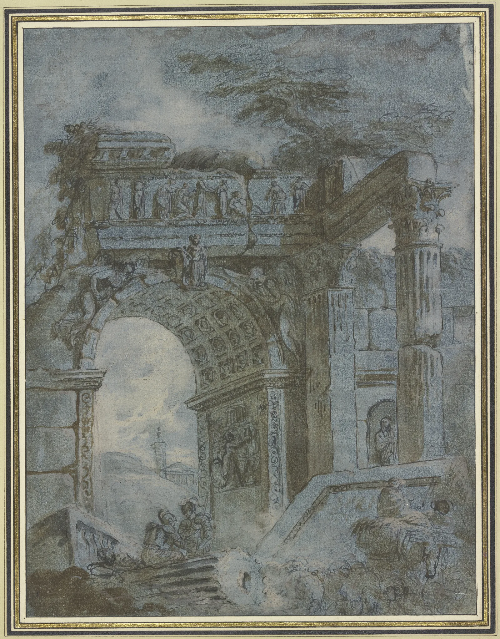 Roman Triumphal Arch Wall Art by Hubert Robert - Canvas Print