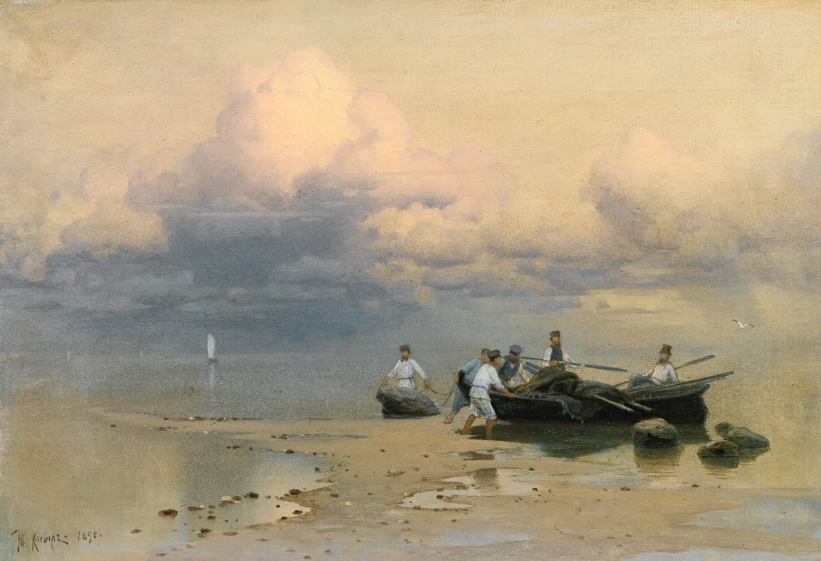 The Fishermens Return Wall Art by Julius Sergius Klever - Canvas Print