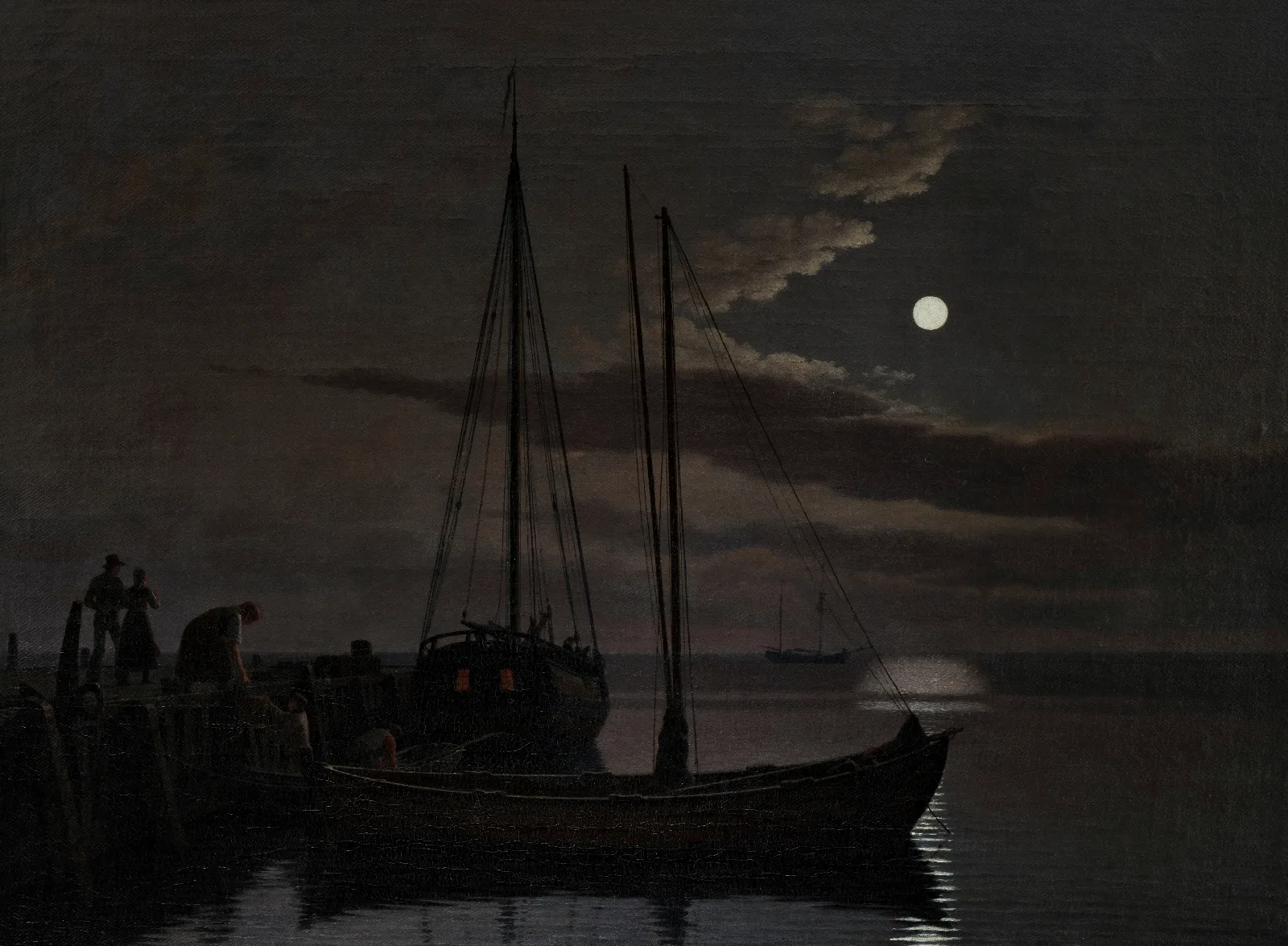 Moonlight Picture Wall Art by Christoffer Wilhelm Eckersberg - Canvas Print