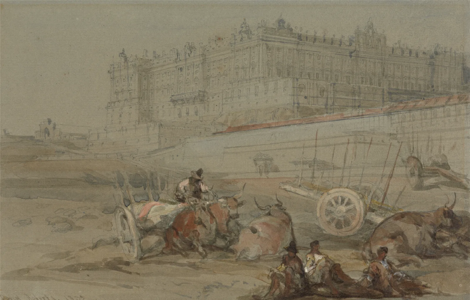 The Royal Palace Madrid 1832 Wall Art by David Roberts - Canvas Print