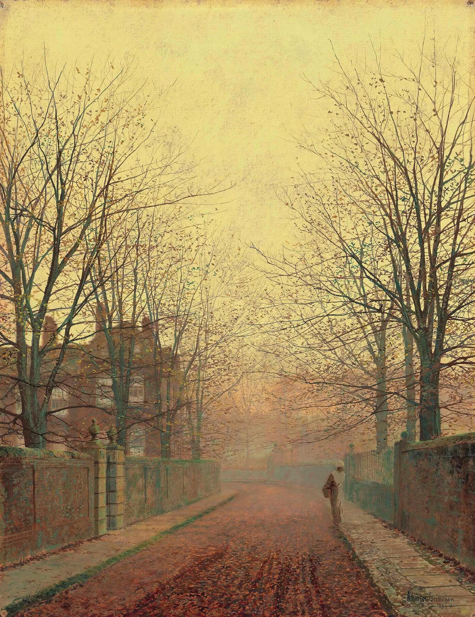 An Autumn Lane Wall Art by John Atkinson Grimshaw - Canvas Print