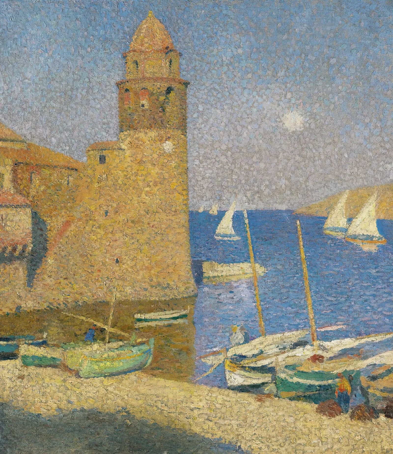 La Tour De Collioure Lever De Lune Wall Art by Henri Martin - Canvas Print