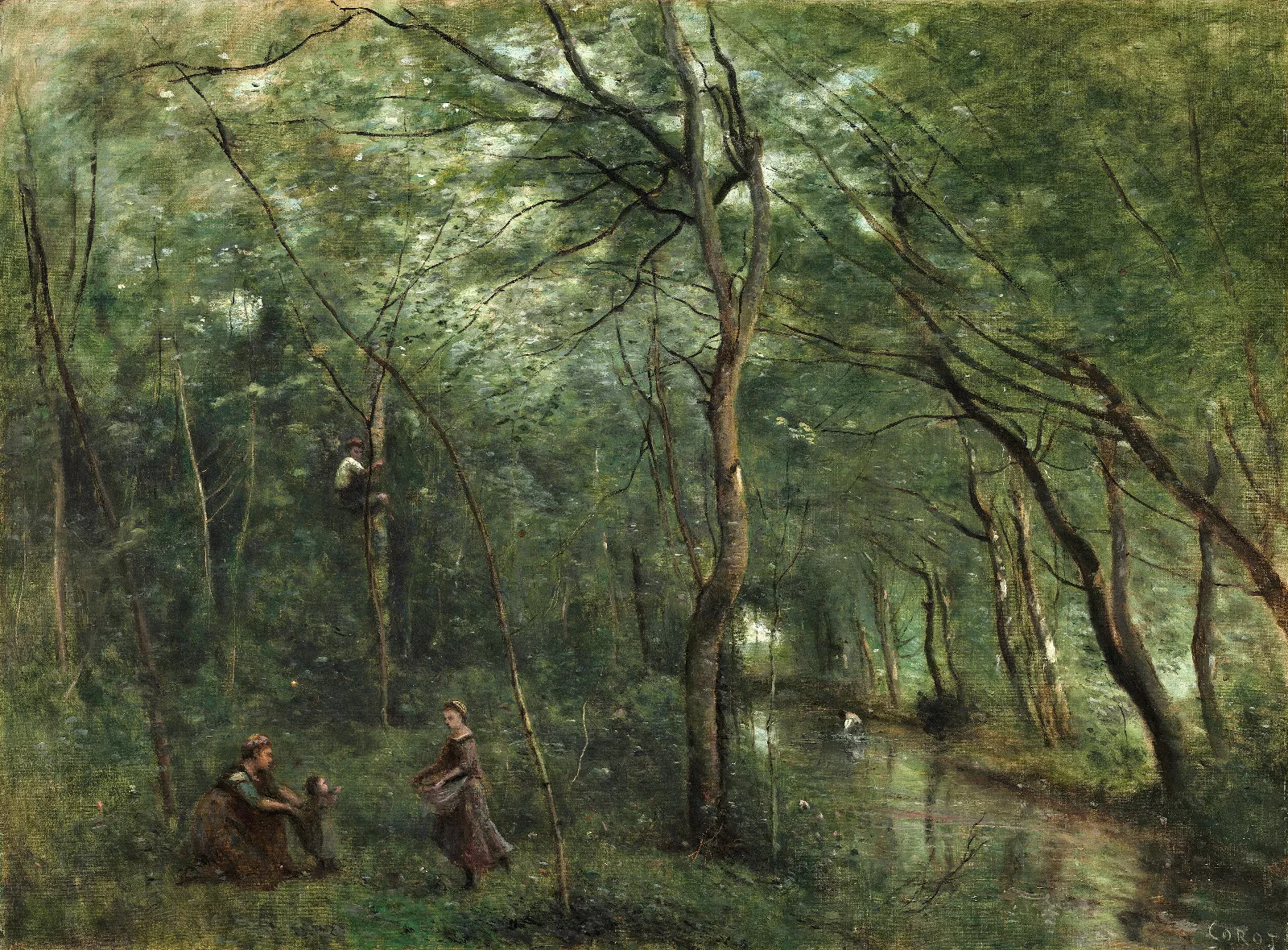 The Eel Gatherers Wall Art by Jean-Baptiste-Camille Corot - Canvas Print