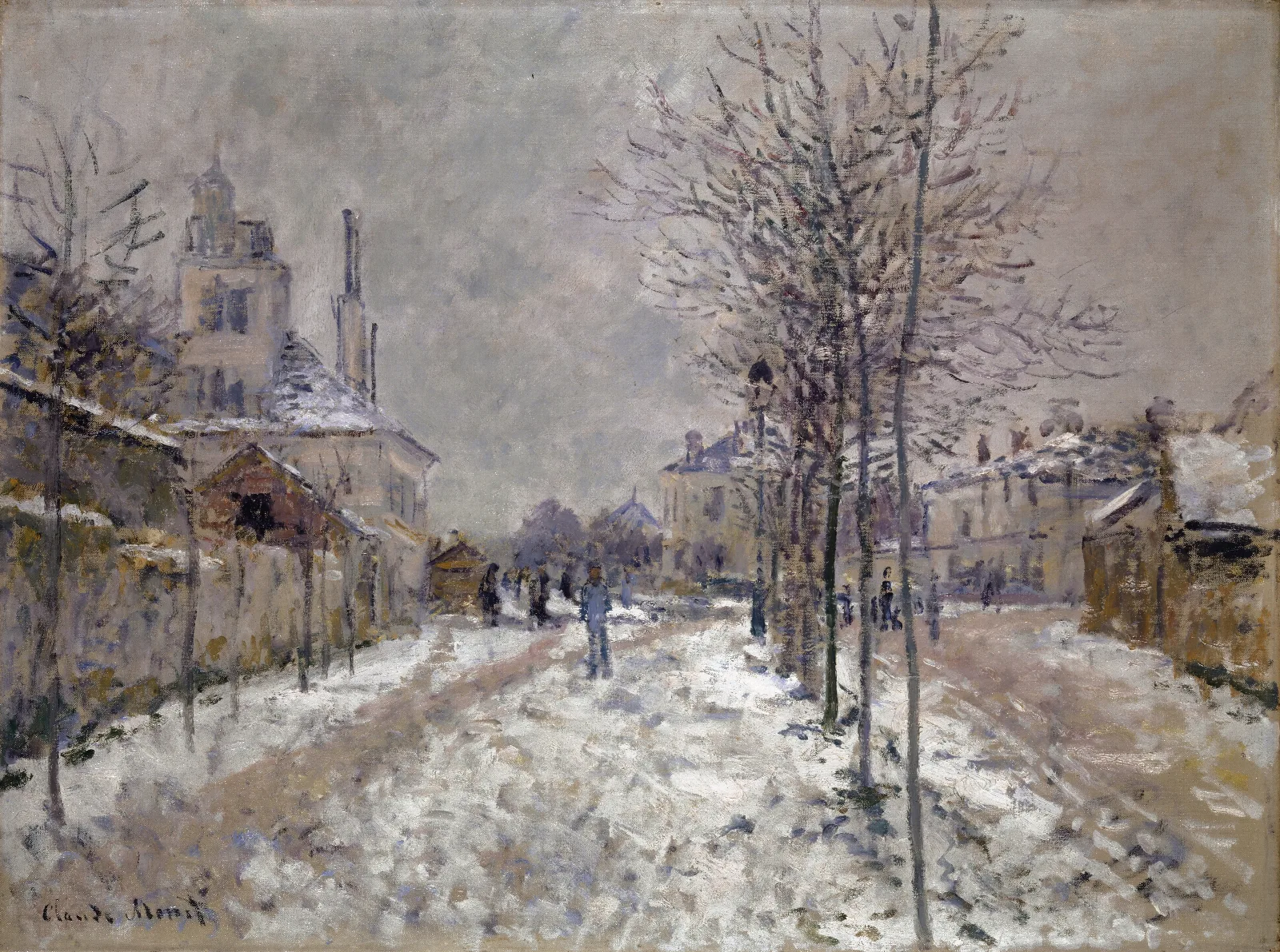 The Snow Covered Boulevard De Pontoise In Argenteuil Wall Art by Claude Monet - Canvas Print