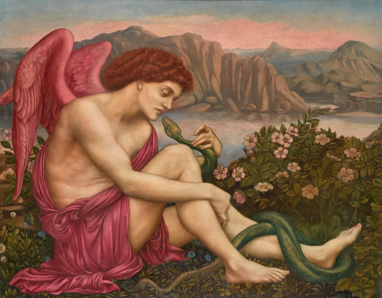 The Angel With The Serpent Wall Art by Evelyn De Morgan - Canvas Print