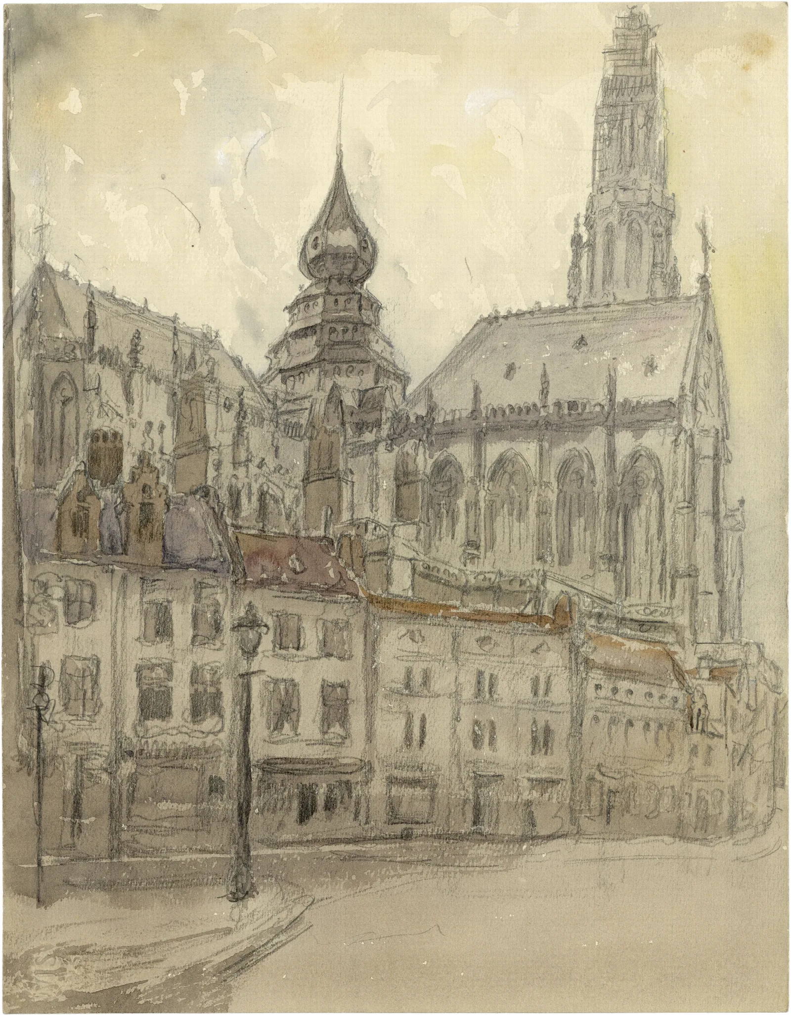 Onze Lieve Vrouwe Kathedraal Te Antwerpen Vanop De Lijnwaadmarkt Wall Art by Alfred Ost - Canvas Print