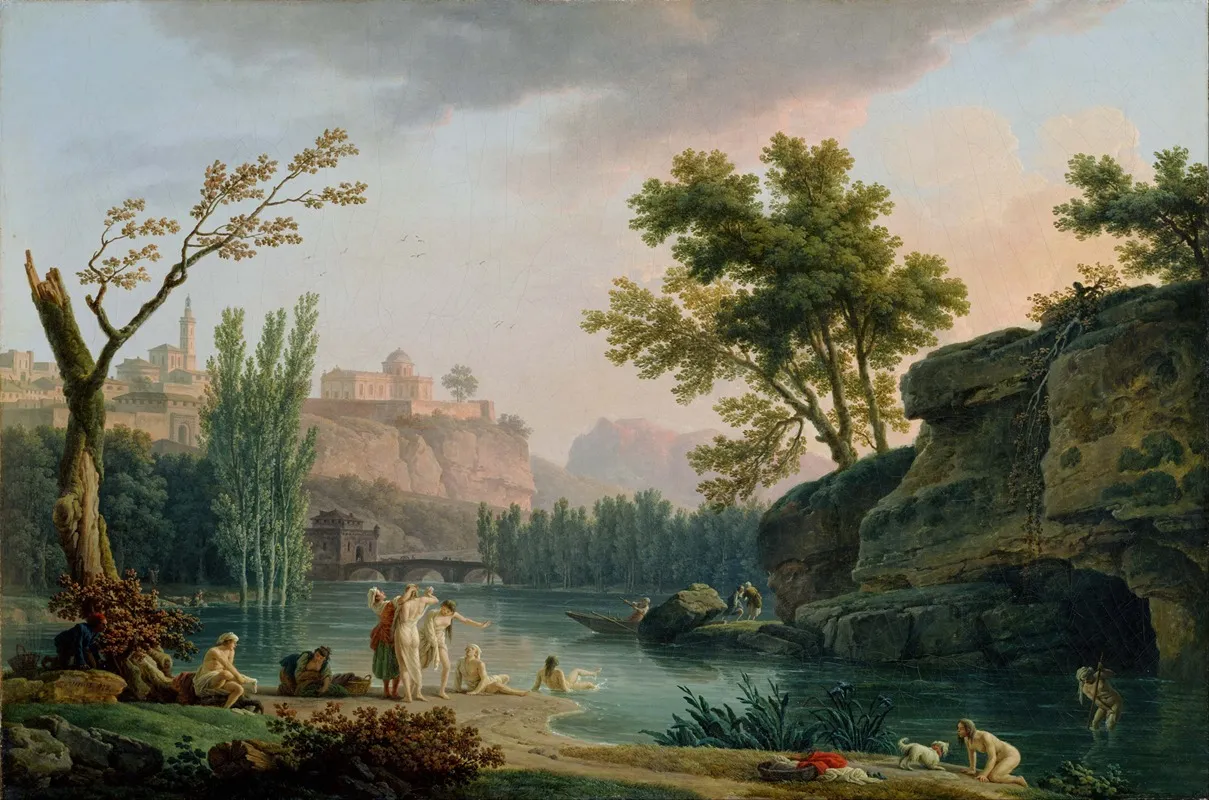 Summer Evening Landscape In Italy Wall Art by Claude-Joseph Vernet - Canvas Print