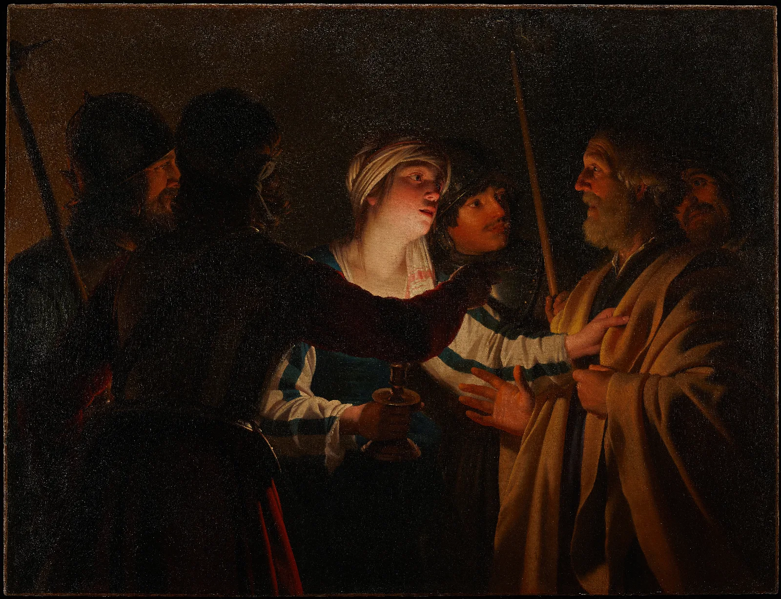 The Denial Of St Peter Wall Art by Gerard van Honthorst - Canvas Print