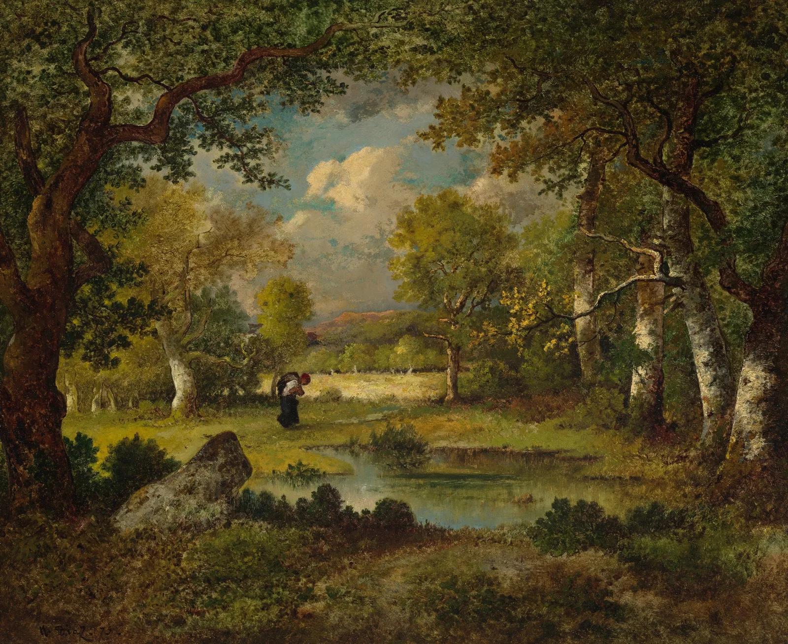 Fagotiere Mare Et Bord De Clairiere Wall Art by Narcisse-Virgile Diaz de La Peña - Canvas Print