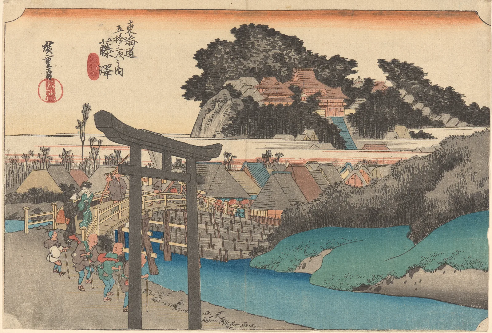 Fujisawa Yugyoji Temple Name Wall Art by Utagawa Hiroshige - Canvas Print