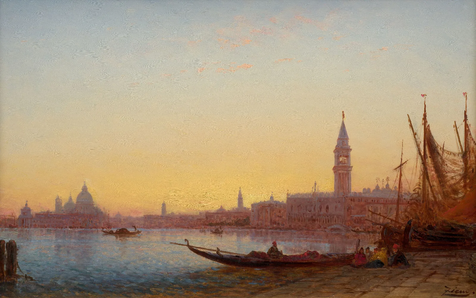 Gondoles Dans Le Grand Bassin Venise Wall Art by Félix Ziem - Canvas Print