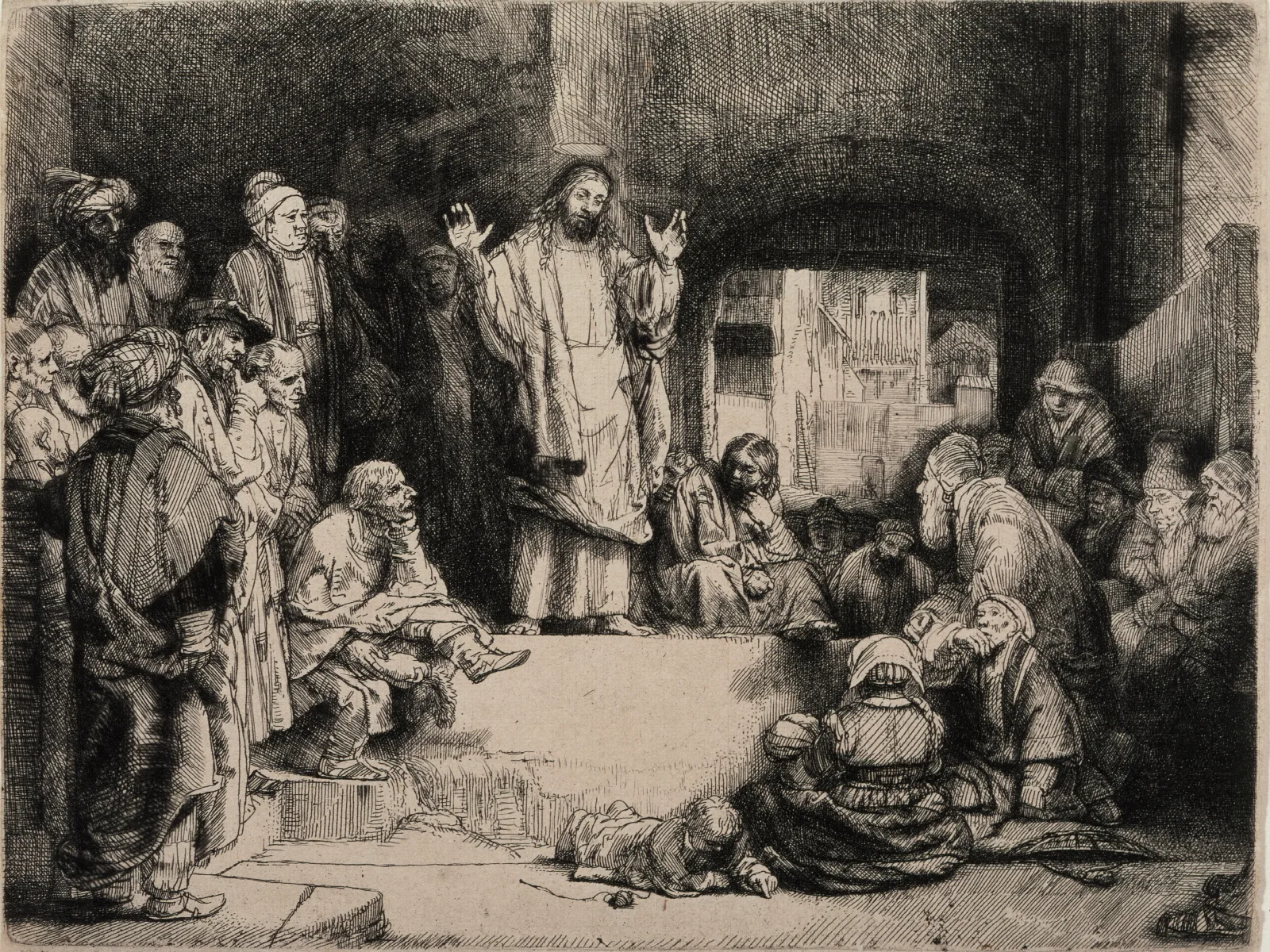 Christ Preaching La Petite Tombe Wall Art by Rembrandt van Rijn - Canvas Print