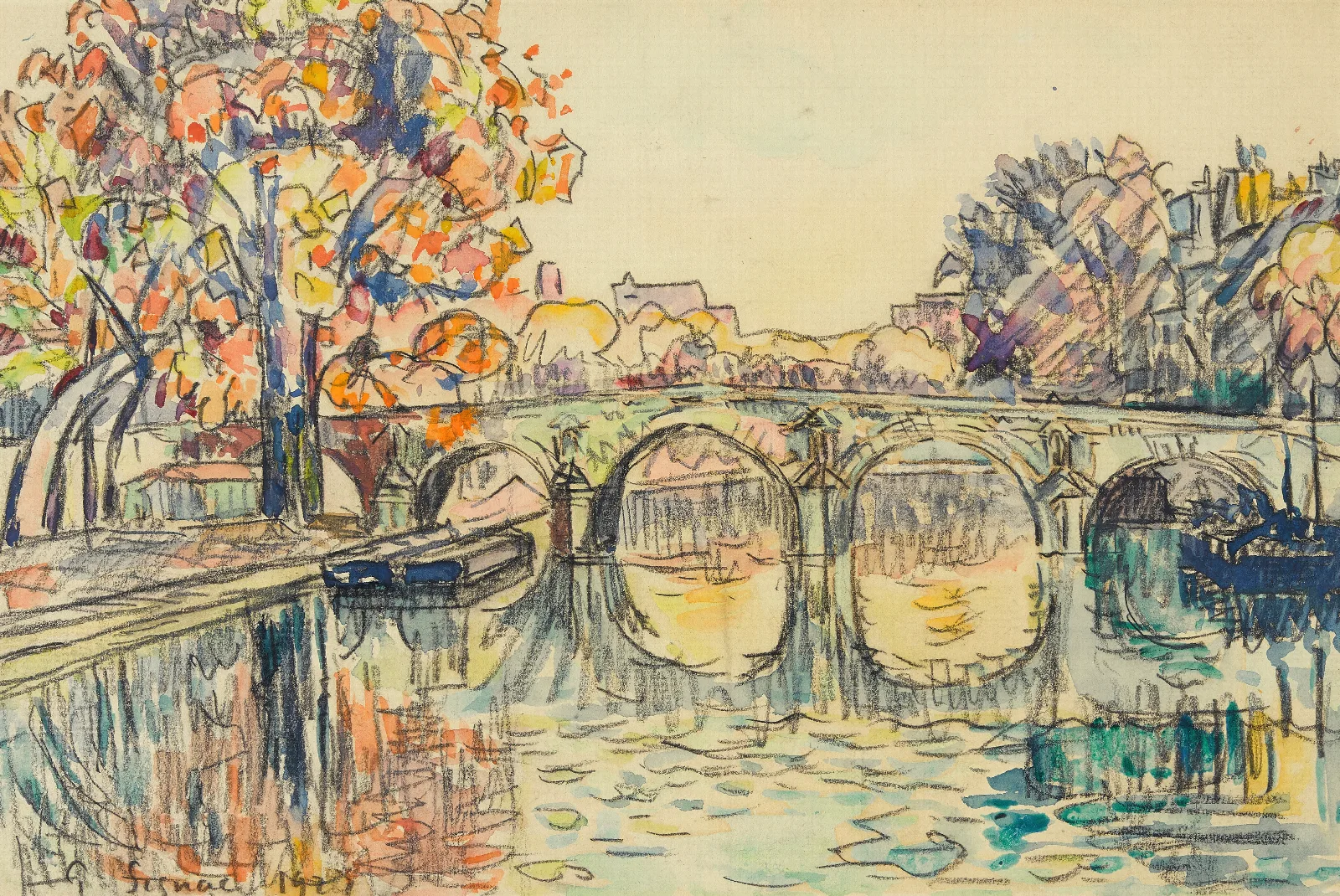 Paris Le Pont Marie 2 Wall Art by Paul Signac - Canvas Print
