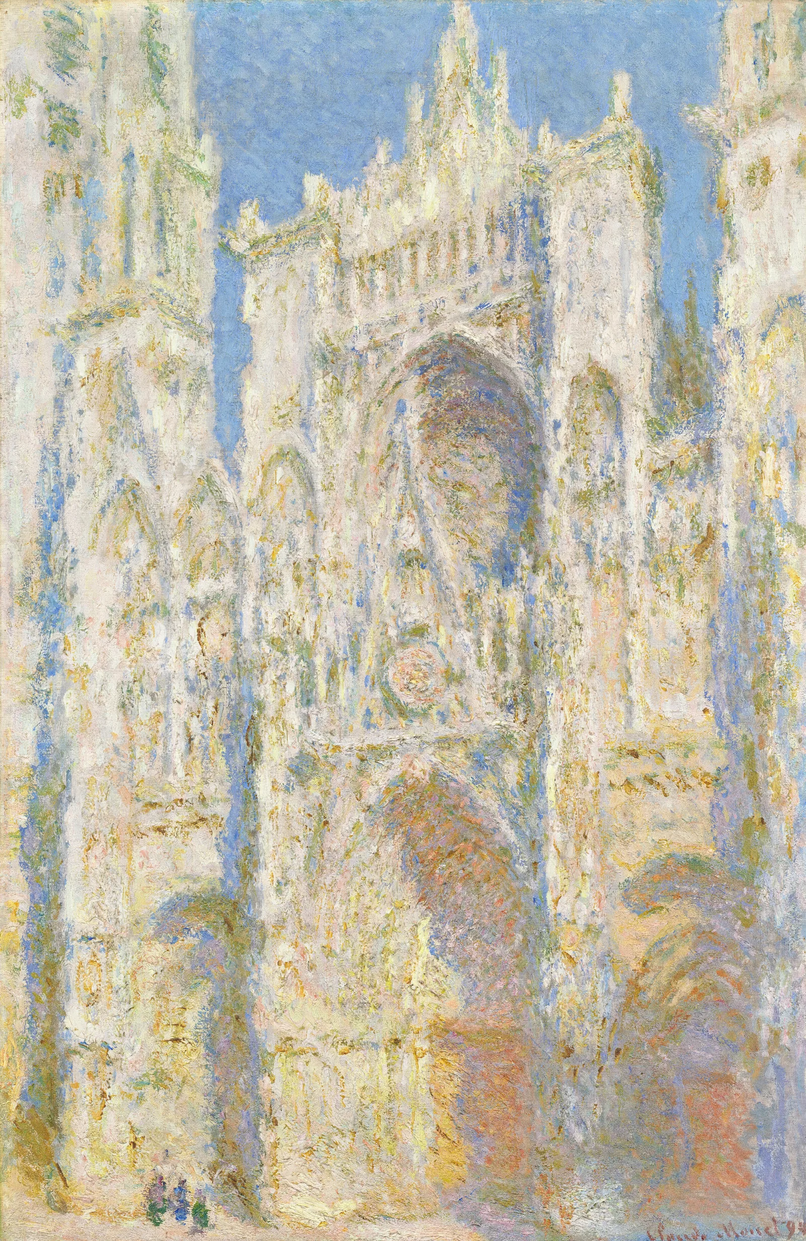 Rouen Cathedral West Facade Sunlight Wall Art by Claude Monet - Canvas Print
