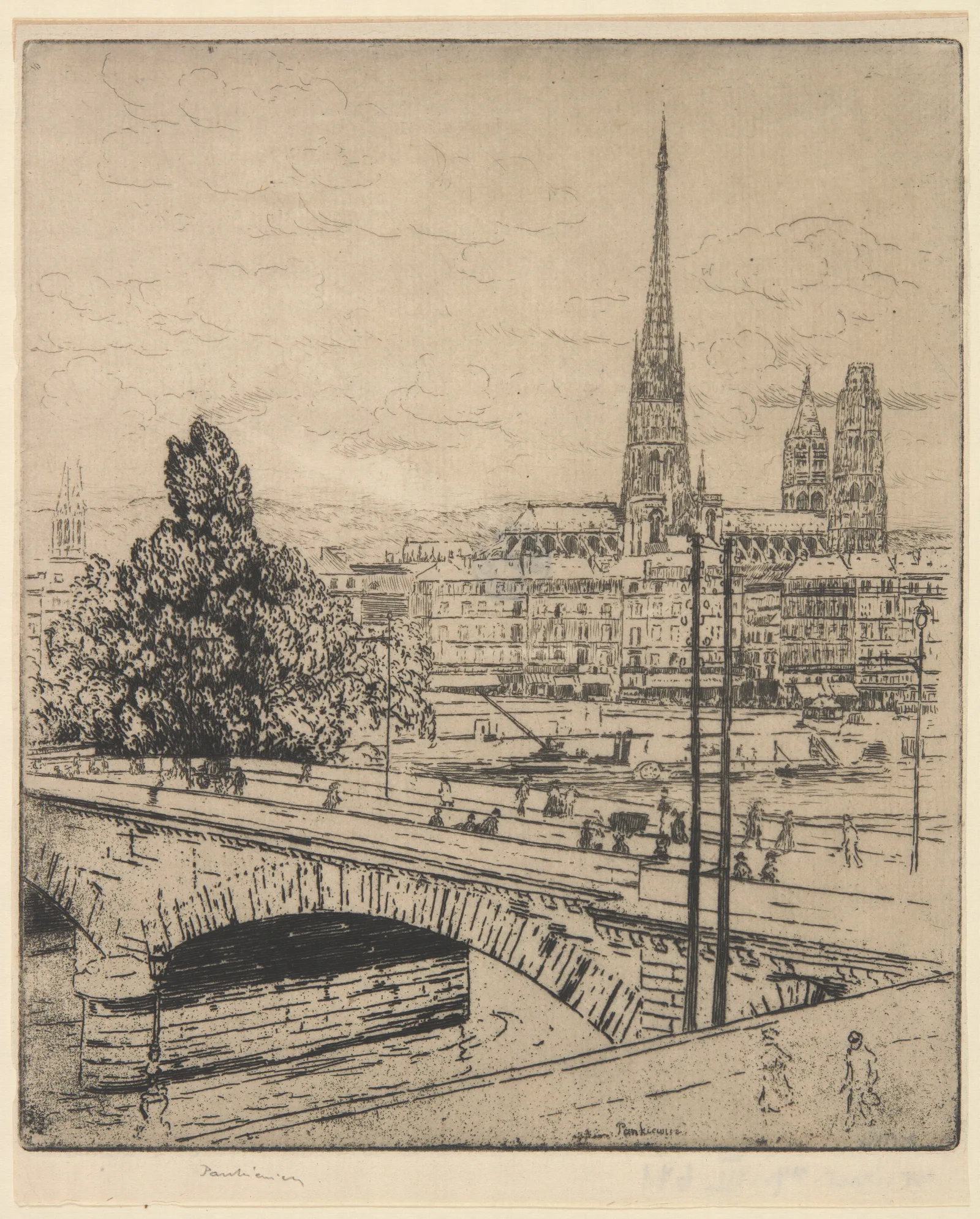 View Of The Cathedral In Rouen Wall Art by Józef Pankiewicz - Canvas Print