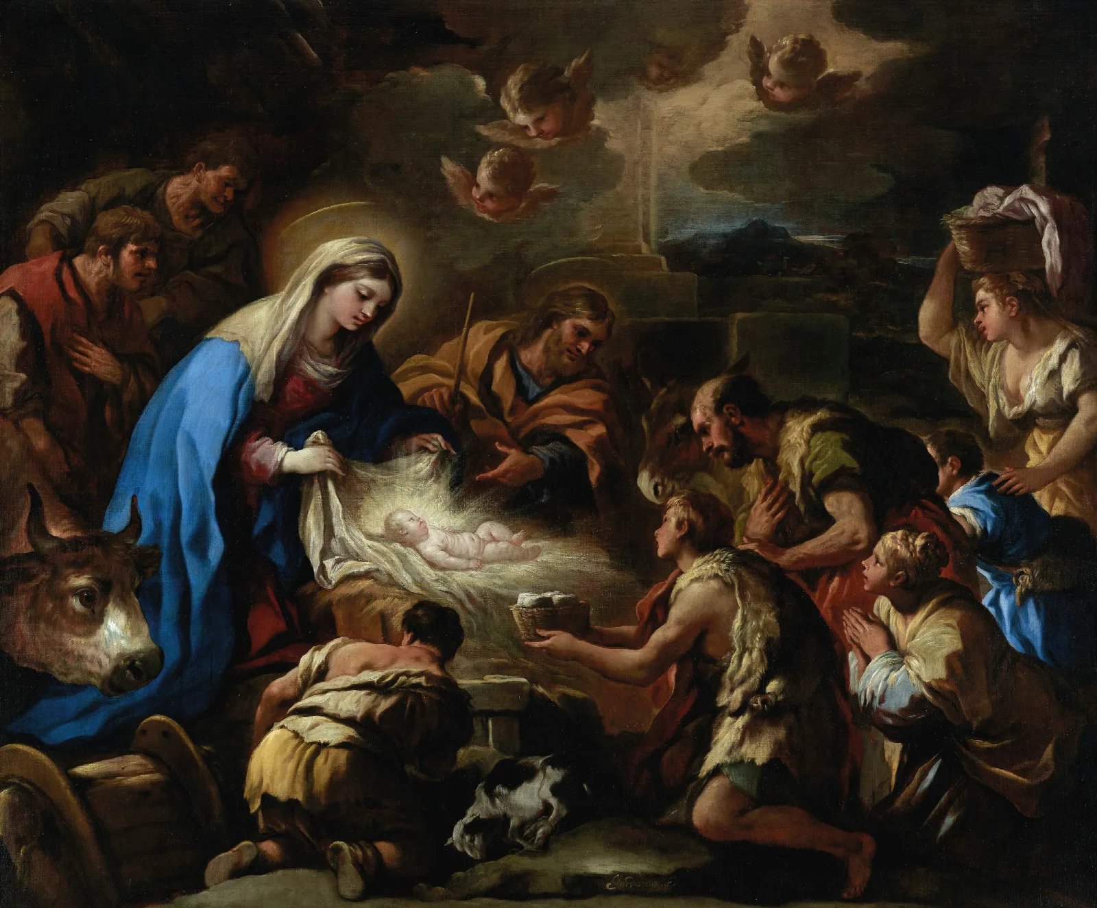 The Adoration Of The Shepherds 70 Wall Art by Luca Giordano - Canvas Print