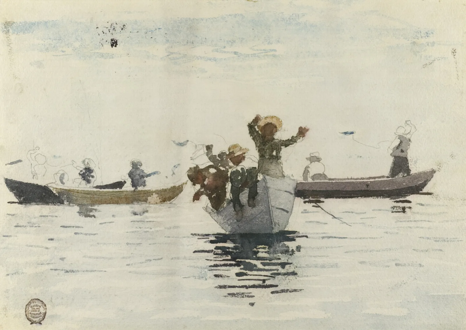 Four Rowboats With Children Wall Art by Winslow Homer - Canvas Print