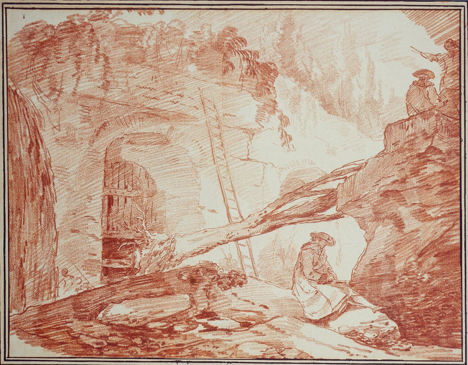 Draughtsman In The Ruins Of The Palatine Wall Art by Hubert Robert - Canvas Print