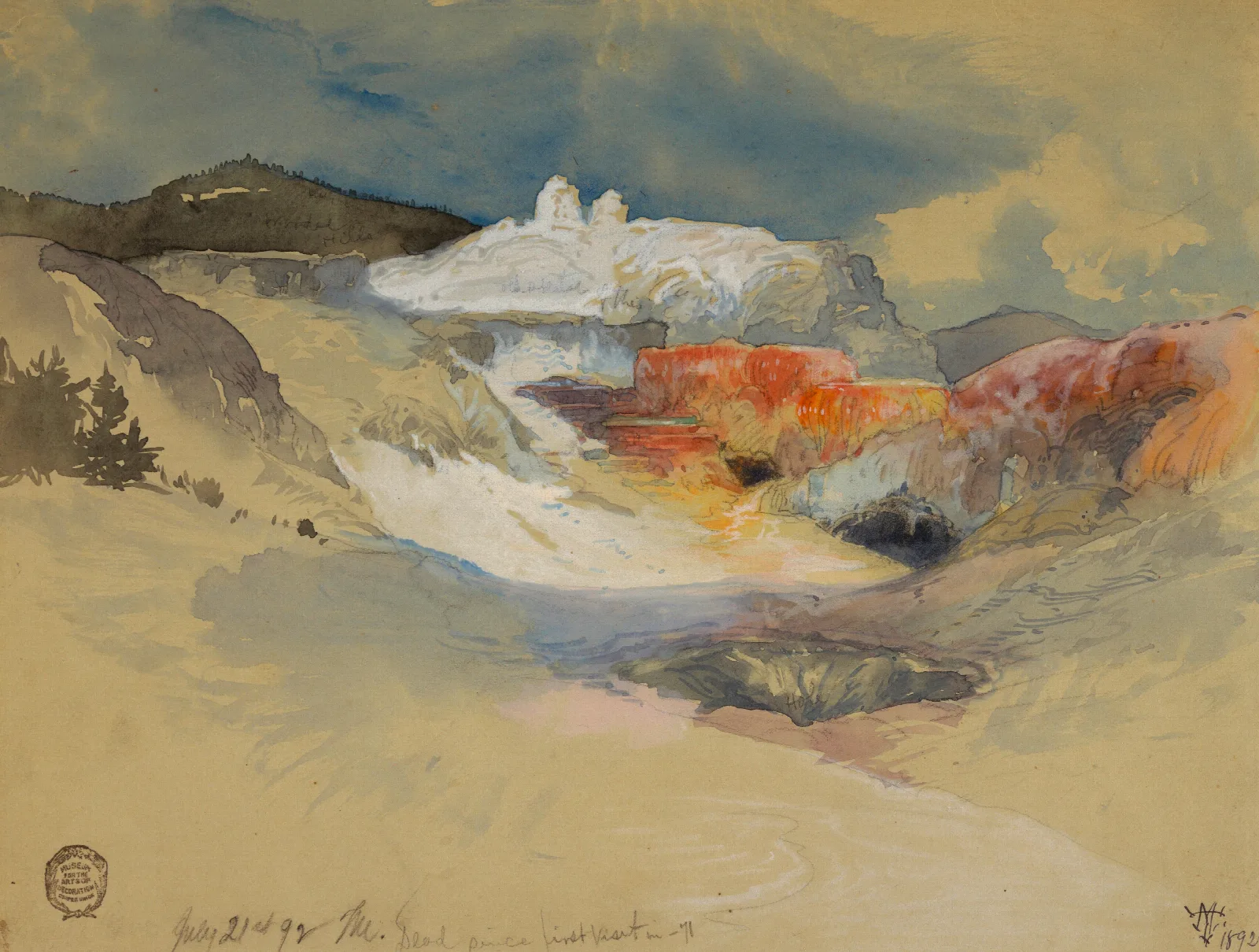 Yellowstone Hot Springs Wall Art by Thomas Moran - Canvas Print