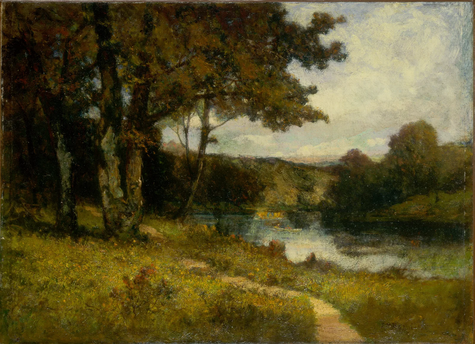 Landscape Landscape Trees Near River by Edward Mitchell Bannister (1891) Wall Art by Edward Mitchell Bannister - Canvas Print