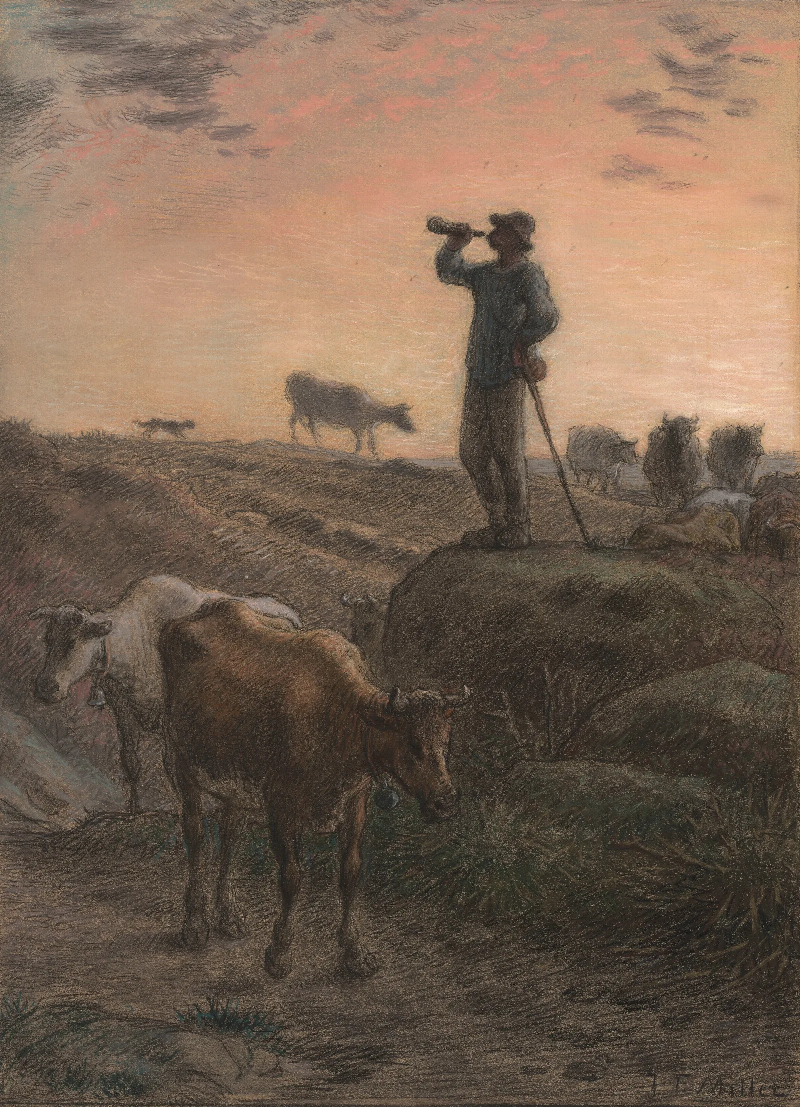 Calling Home The Cows 2 Wall Art by Jean-François Millet - Canvas Print