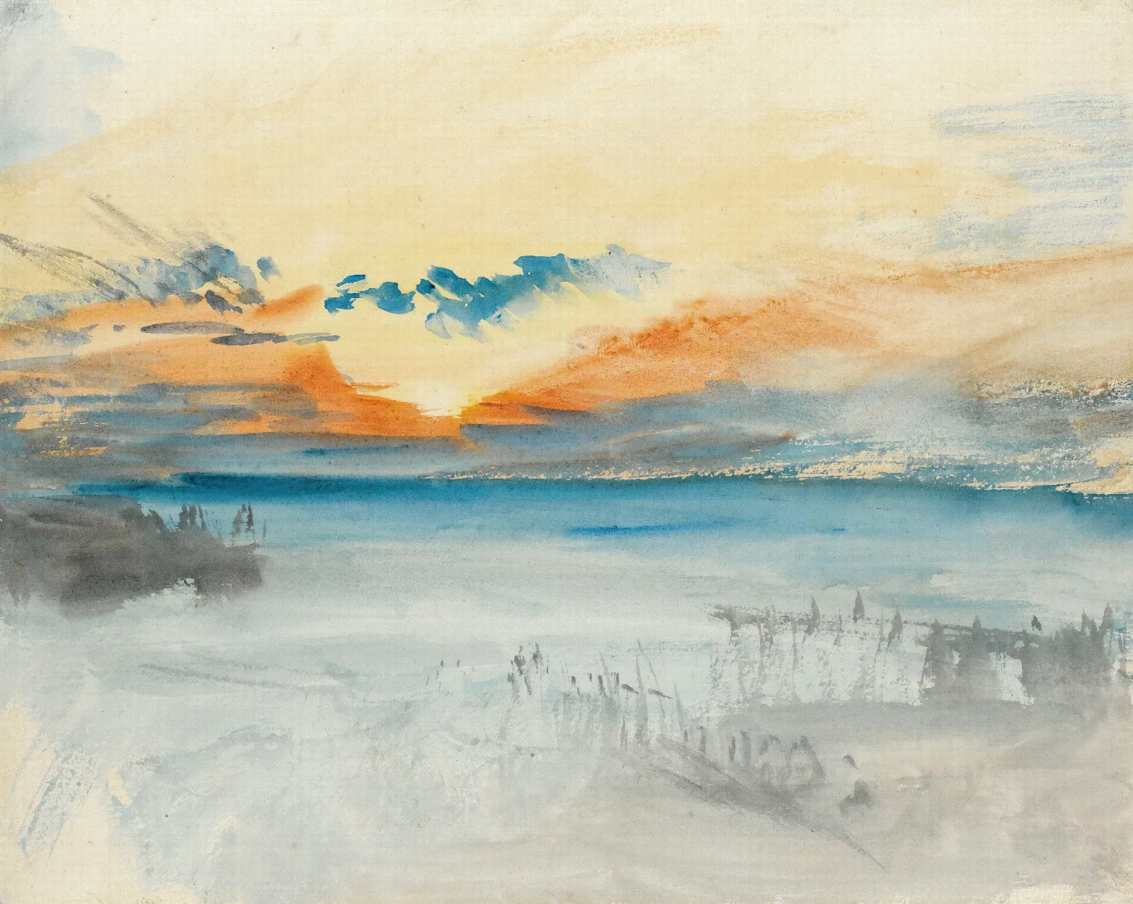 Sunset Over Water Wall Art by Joseph Mallord William Turner - Canvas Print