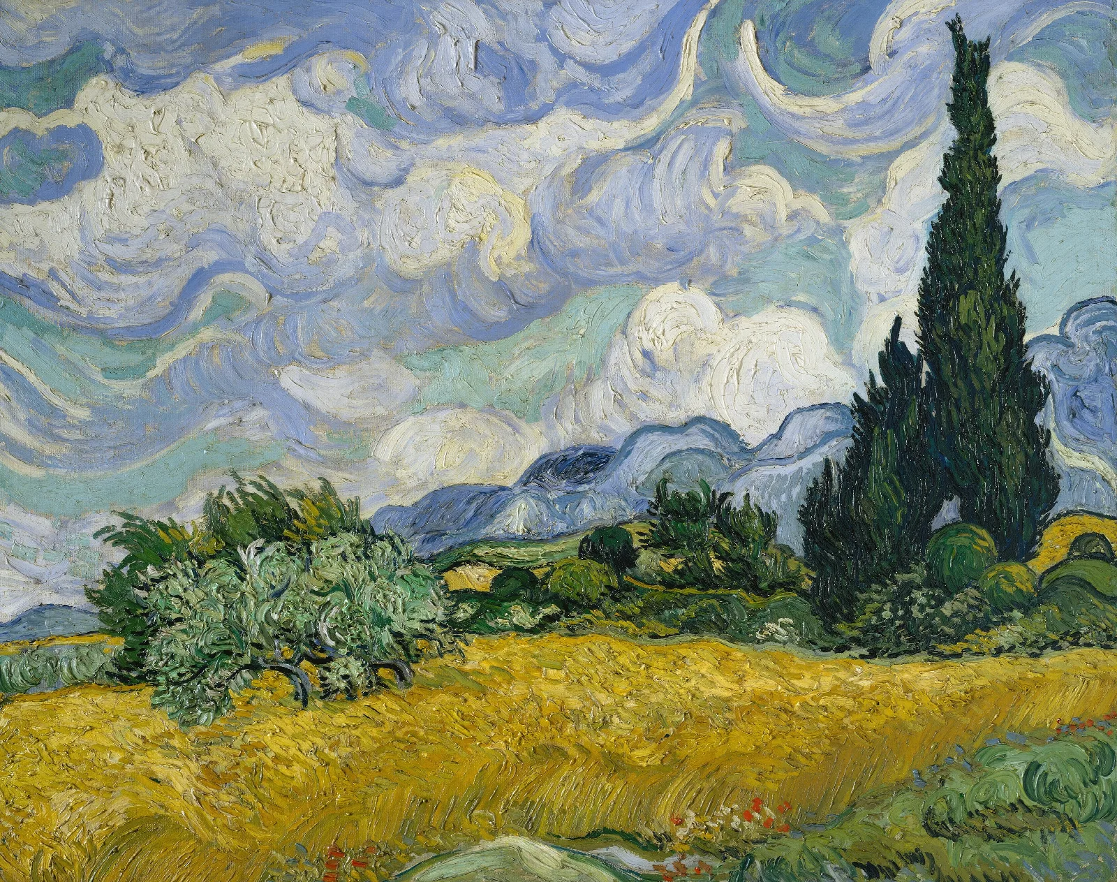 Wheat Field With Cypresses Wall Art by Vincent van Gogh - Canvas Print
