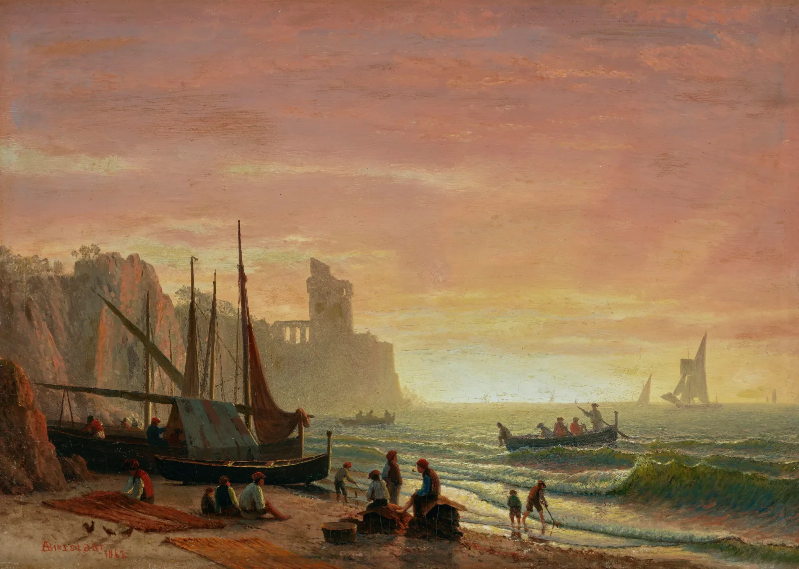 The Fishing Fleet Wall Art by Albert Bierstadt - Canvas Print