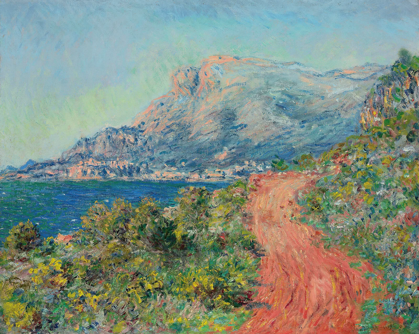 La Route Rouge Pres De Menton Wall Art by Claude Monet - Canvas Print