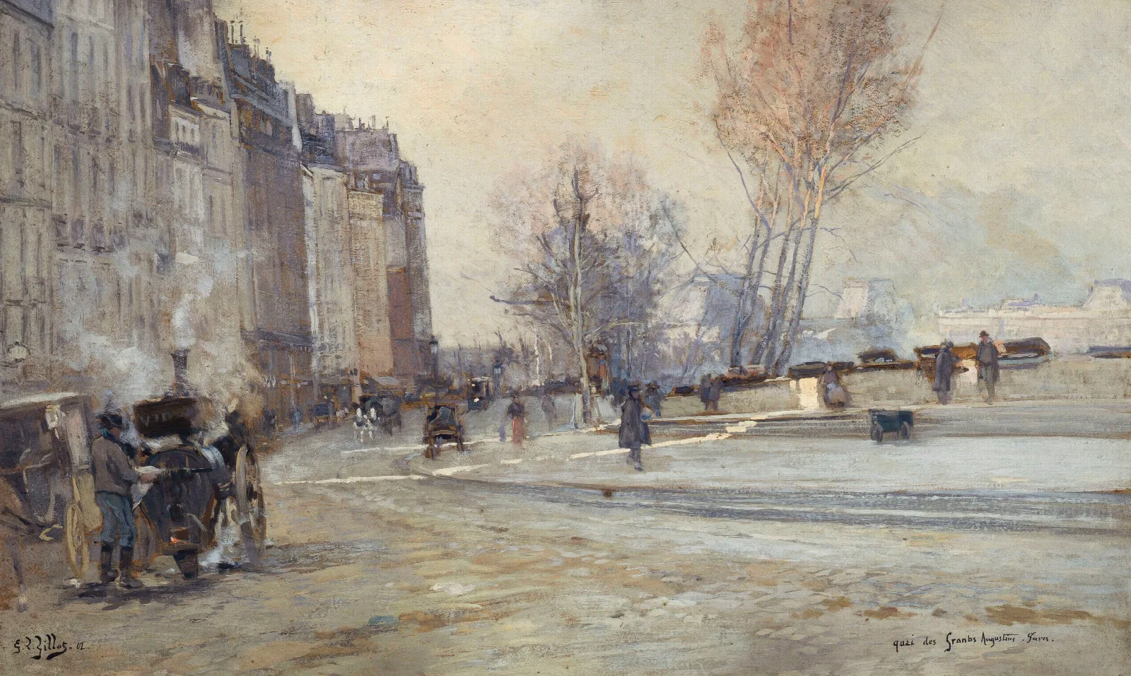 Le Quai Des Grands Augustins Wall Art by Georges Jules Victor Clairin - Canvas Print