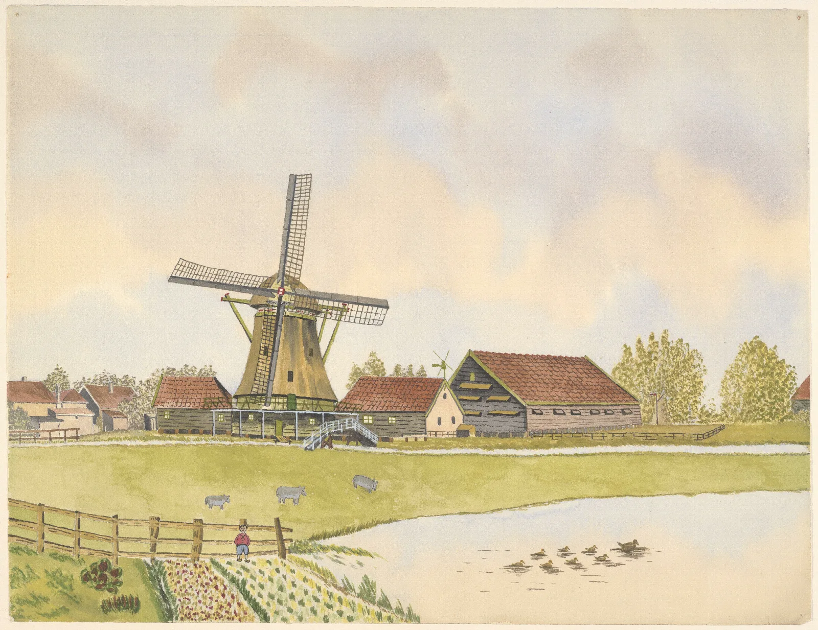 Molens Oliemolen De Vogelstruis Wall Art by Johannes Nicolaas Eijman - Canvas Print