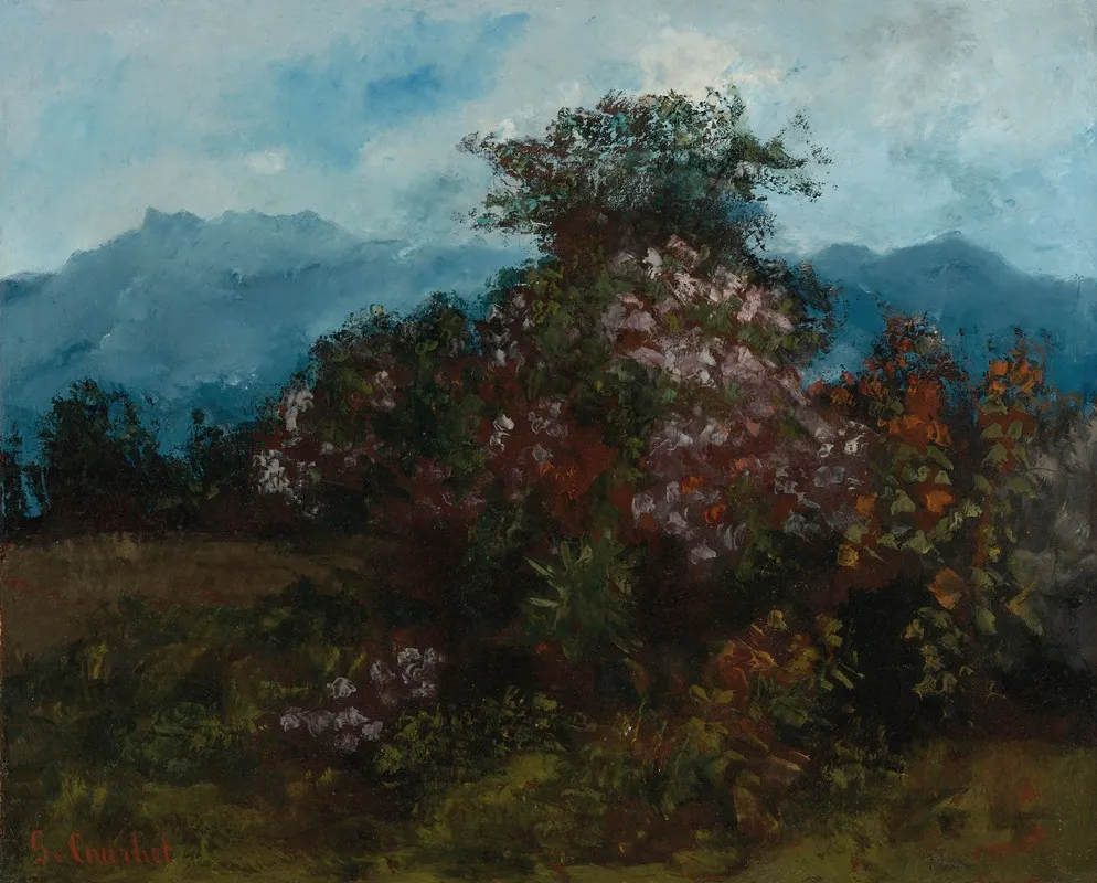 Paysage Avec Massif Fleuri Wall Art by Gustave Courbet - Canvas Print