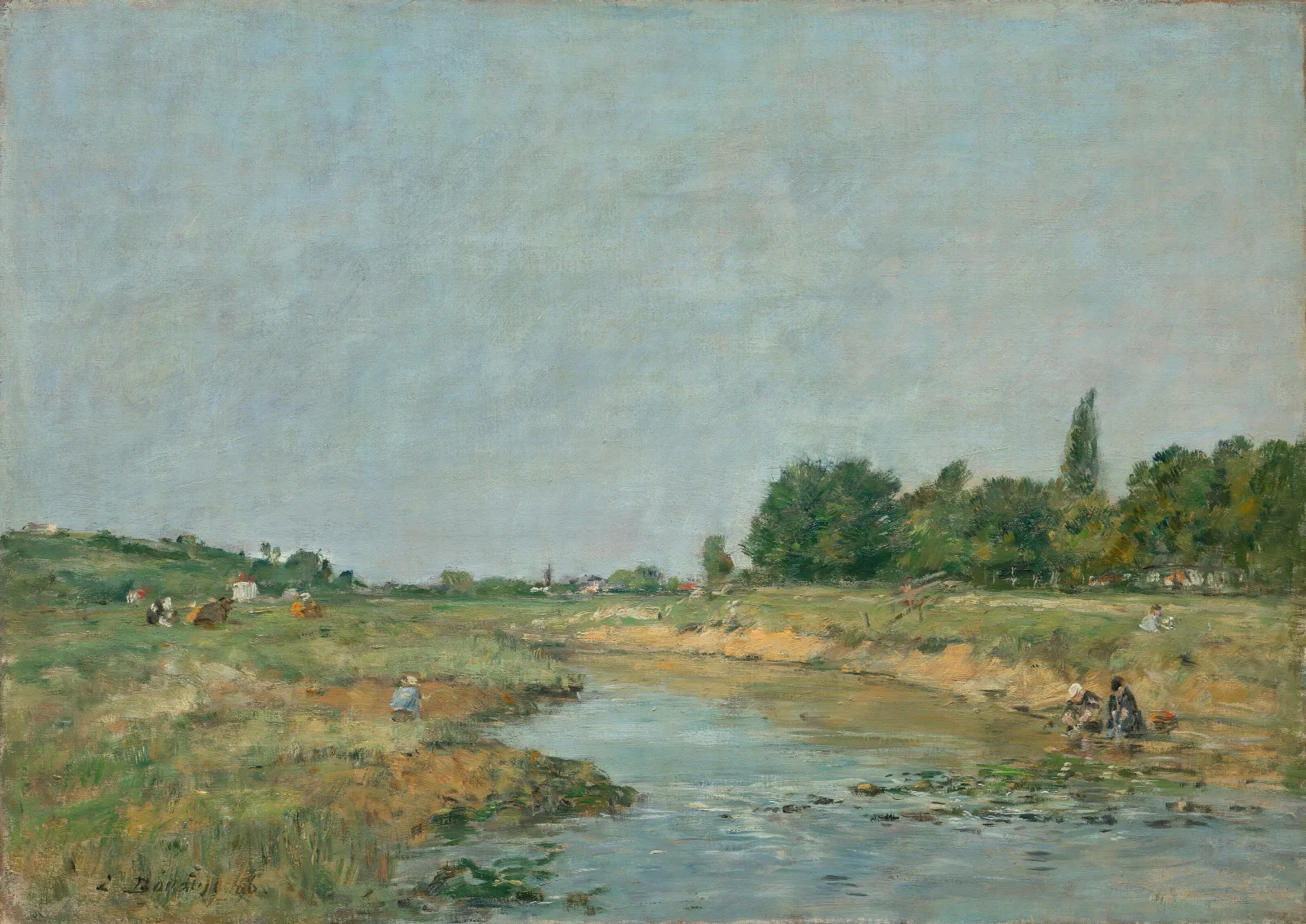 Laveuses Au Bord De La Riviere Wall Art by Eugène Boudin - Canvas Print