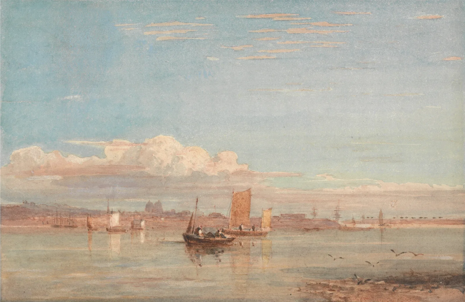 Greenwich Hospital From Woolwich Reach Wall Art by David Cox - Canvas Print