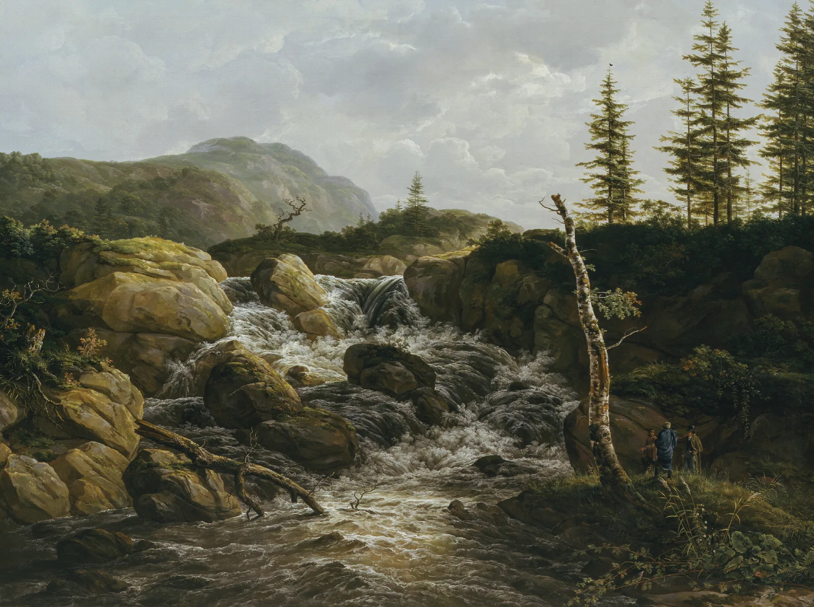 Mountainous Landscape With A Waterfall Norway Wall Art by Johan Christian Dahl - Canvas Print