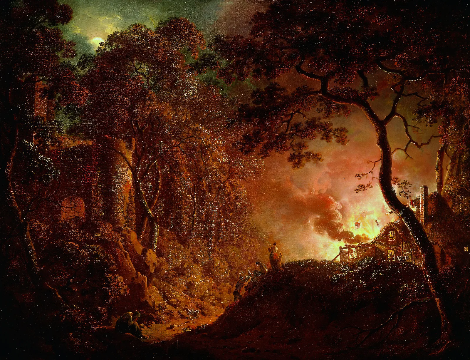 Cottage On Fire Wall Art by Joseph Wright of Derby - Canvas Print