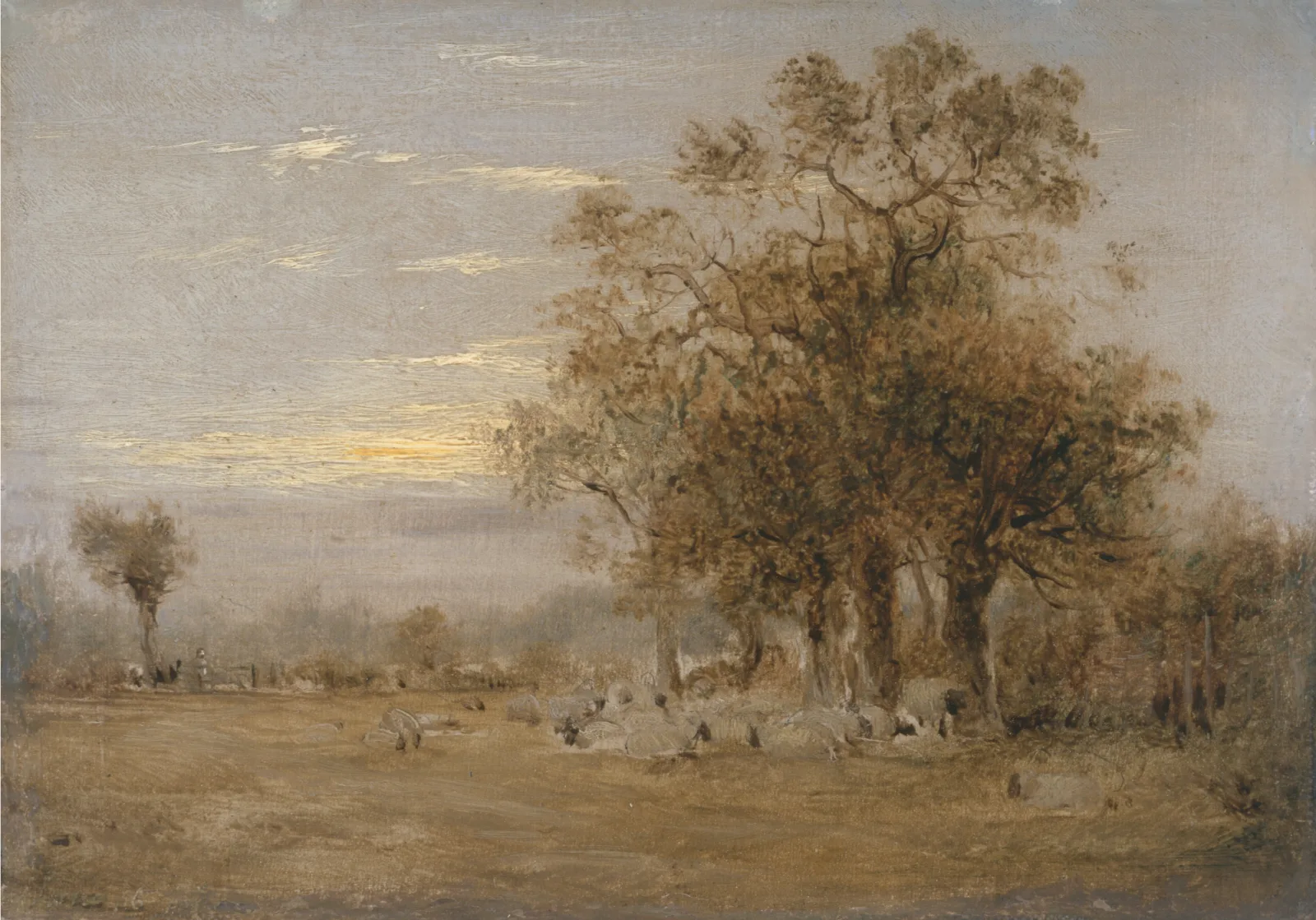 Sheep Grazing Wall Art by John Linnell - Canvas Print