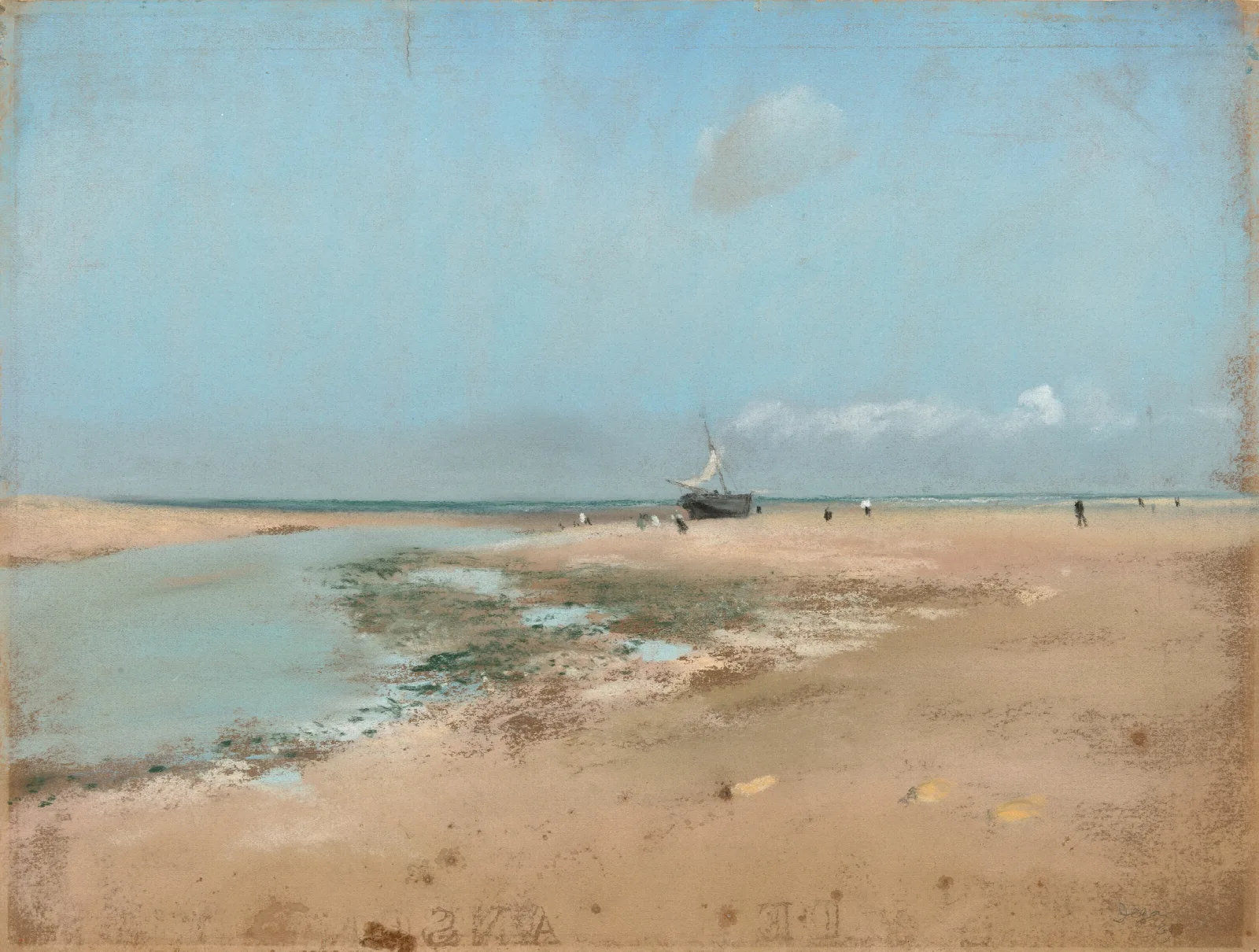 Beach At Low Tide Mouth Of The River Wall Art by Edgar Degas - Canvas Print