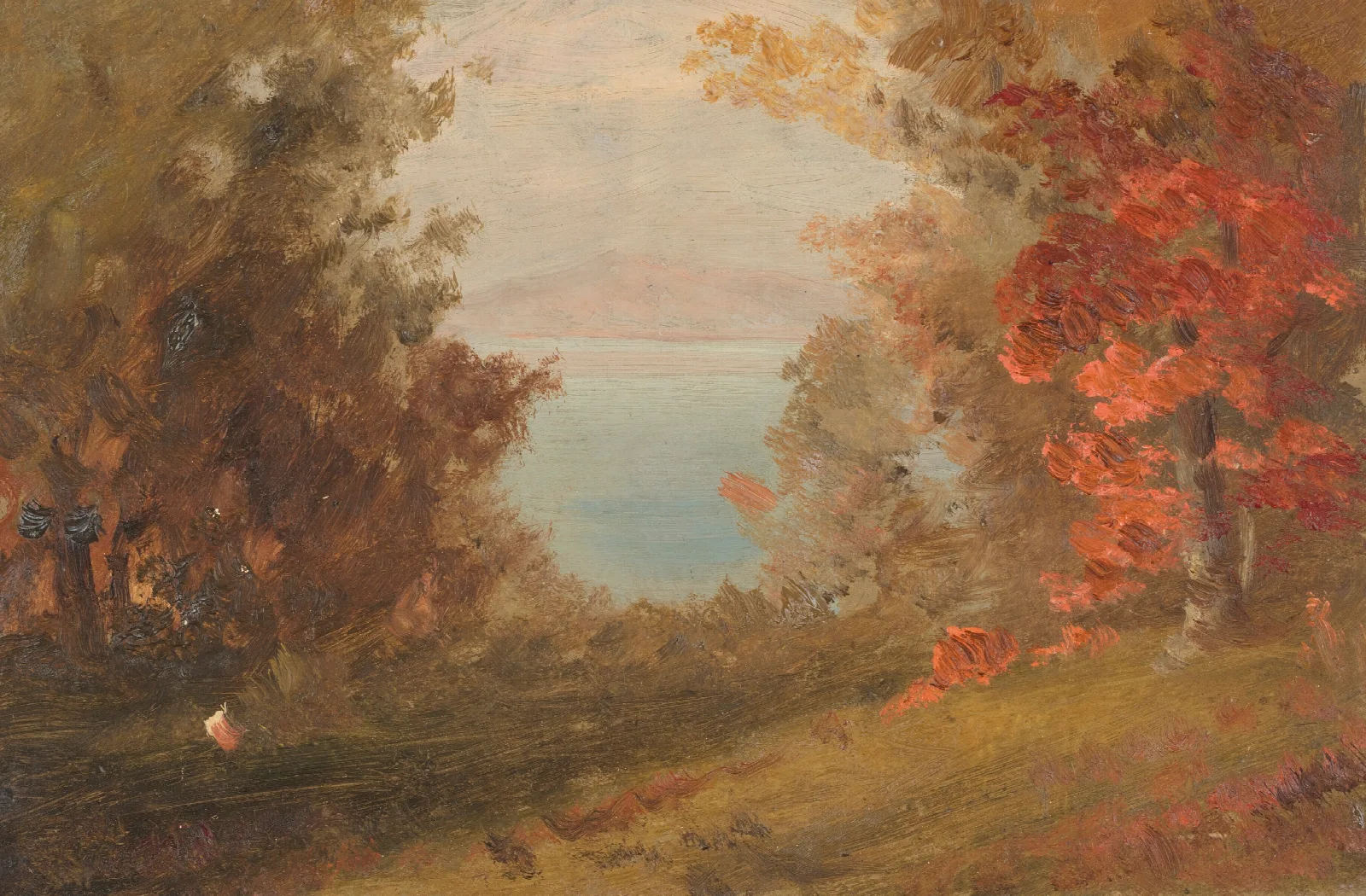 Woodland Scene In Autumn Hudson New York Or Maine Wall Art by Frederic Edwin Church - Canvas Print
